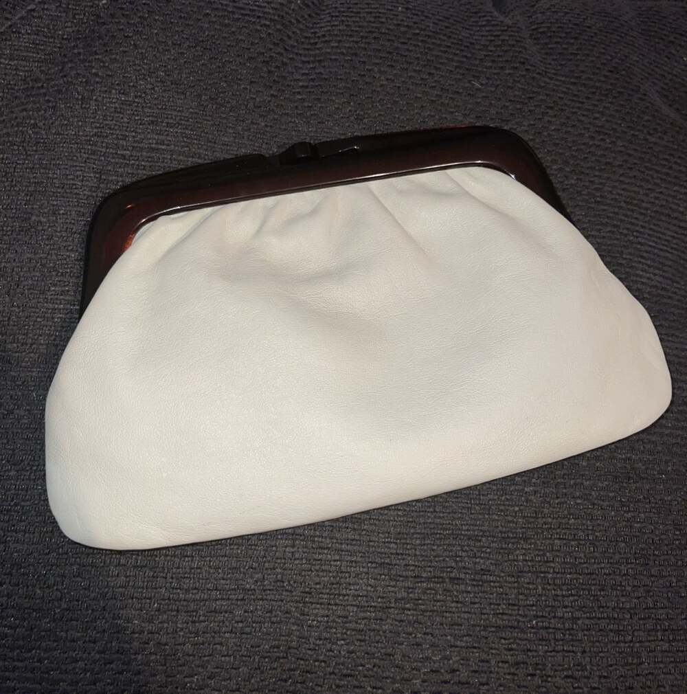 Espressly 4 Macy’s Clutch Italian Genuine White Leather Straps Vintage 70-80’s